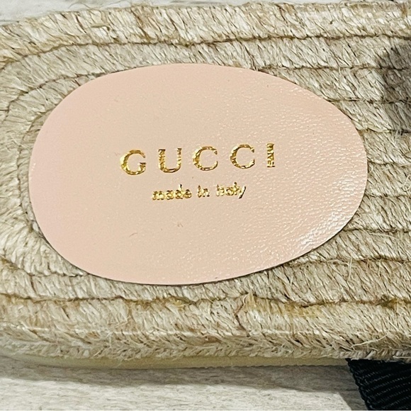 Gucci NEW SZ 36.5 Grosgrain Green Jewel Embellished Espadrille Flat Sandals - Picture 13 of 16